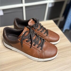 Tommy Hilfiger Men's Brown Trapeze Leather Sneakers
